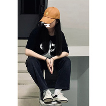 Black Broadlegged Jeans Womens Summer 2022 New Loose high waist straight cylinder design sensation pants Chains