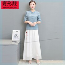 Buddhist cotton linen meditation clothes female Chinese style meditation yoga clothing Zen clothing mens suits lay two sets