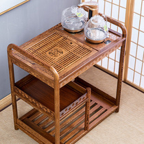 Chicken wing wood mobile tea cart Solid wood tea table Household small tea table tea table tea set one-piece automatic small tea cart