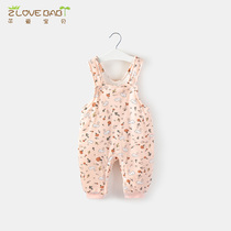 Female baby back pants autumn and winter clothes baby autumn and winter thick one-piece pants cotton pants warm pants