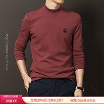 Autumn Mens Mid-High Neck Long Sleeve T-shirt base shirt Thick Sweater Autumn Fashion Top Spring and Autumn Mens