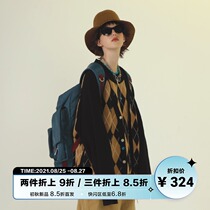 UNVESNO retro fake two-piece tide brand winter lingge thickened casual loose lazy sweater Wang Sulong same paragraph