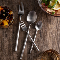 304 stainless steel household spoon Eating spoon Spoon spoon Matte long handle spoon thickening stirring single small soup spoon