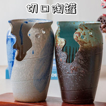 Extra-large notch shape thin and fleshy flowerpot cornery cut ceramic succulent plant pottery pot master cliff old pile