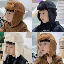 Childrens hat winter boy girl girls large child thickened and gapped windproof rocking grain suede warm Lei Fengs hat protective ear cap