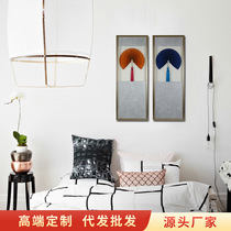  Chinese painting Zen Chinese romantic Su fan Atmospheric living room aisle Model room entrance vertical restaurant decoration painting