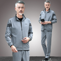 Middle-aged and elderly sports suit mens spring and autumn three-piece loose leisure fathers flagship store sportswear men Middle-aged