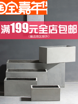 Rectangular cement flowerpot large caliber multi-meat vegetable potted Nordic style shopping mall outdoor place magnesium mud flower trough