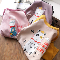Girls thickened cartoon raglan sleeve long-sleeved T-shirt spring and autumn new baby warm base shirt childrens casual top