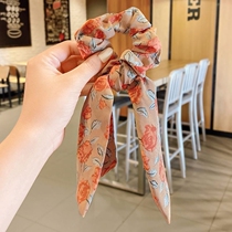 Floral ponytail Hairband floral hair band Vintage French tie hair leather band head rope streamer female headgear hair rope