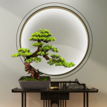 Customized simulation welcome pine bonsai large ornaments Chinese home living room porch decoration model room soft green plant