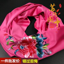 Losing promotion Suzhou embroidery Su embroidery silk scarf peony flower mother go abroad gift long female foreign silk scarf
