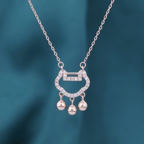 Small Ruyi choker S925 Sterling Silver Ruyi Peace Lock Necklace Tassel Ball Diamond Hollow Auspicious Cloud choker
