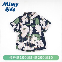 Summer boys short-sleeved flower shirt Baby baby Hawaii seaside vacation beach suit Childrens big child shirt thin