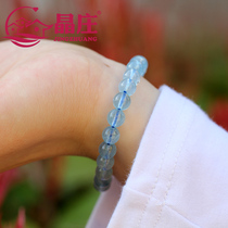 Jingzhuang natural aquamarine bracelet Ice species single circle multi-circle blue crystal bracelet Couple jewelry gift