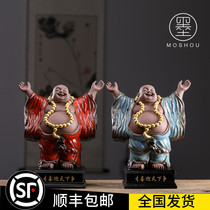 Moshou handmade purple sand Maitreya Buddha welcomes the world