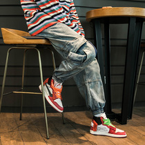 National Chao brand small feet Harlan jeans men loose overalls trend Hara foot super fire pants men autumn and winter