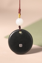 6 tes fine material Qinghai black Qingyu inlaid 925 silver and Tian jade necklace Fathers Day Series (erun Bali)