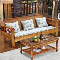 Rattan sofa bed multifunctional real Vine solid wood retractable folding Teng sofa dual-purpose 3-person rattan sofa pull bed