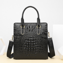 Crocodile Ripple vertical handbag Male genuine leather Single shoulder Inclined Satchel Business Bag Code Lock Briefcase Male headlining Bull Leather