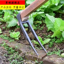 Long steel for gardening two-tooth Hoe two-tooth hoe digging planting vegetables farming tools two-tooth agricultural rakes