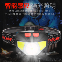 Induction headlight strong light USB Rechargeable Hair gesture switch outdoor camping mountaineering head wearing miners lamp repair repair