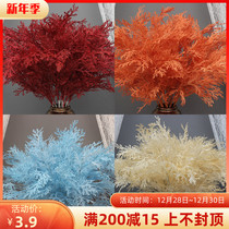 Simulation flower fake flower pine Cypress leaf antler leaf antler leaf wedding red champagne pink flower wedding hall ceiling flower arrangement Road introduction