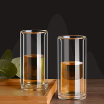 Glass double-layer cup without lid high temperature resistant household glass water cup thickened heat insulation milk cup custom logo straight-up cup