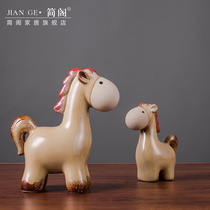 Simple creative Cute ceramic horse ornaments home indoor living room childrens room wine cabinet decoration crafts small furnishings