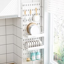 Punch-free kitchen hole plate holder wall-mounted small bowl dish rack drain rack corner wall hanger narrow