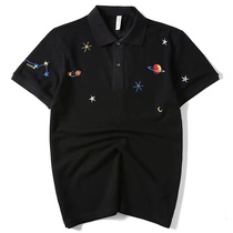 Hong Kong fashion brand~VIRRI CIAGA planet embroidery POLO shirt t-shirt mens ins lapel short sleeve trend all-in-one