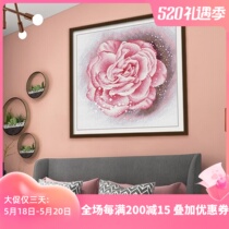 KS Cross embroidered 2021 new living room Restaurant headboard painting small yourself embroidered line embroidered pink rose pink romantic