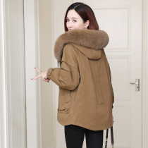 zqqz Parker womens 2021 New Rex rabbit hair liner fox fur collar small man short fur coat 211