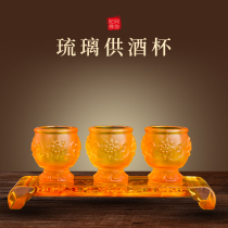 Glazed glass for the Buddha Cup for the glass for the water Cup for the home Buddha platform for the Guanyin Fairy God Lotus Cup for the Cup