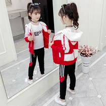 Girl Net red set 2021 new foreign girl spring and autumn childrens leisure children Sports spring three sets