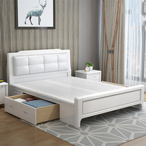 Full solid wood bed 1 1 2 1 35 1 5 1 8 m m single double storage high box soft bag childrens bed small apartment