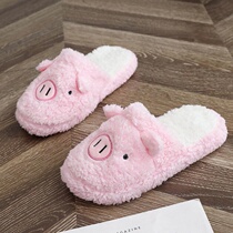 Cute couple slippers plush home slippers women winter warm fur slippers couples cotton slippers Women Indoor