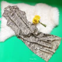 Double heavy mulberry silk cheongsam Tang dress buckle cheongsam dress fashion zebra pattern charming shoulder sleeves