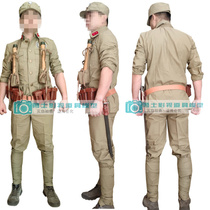 Warriors Republic of China National Army uniform Anti-Japanese National Army soldiers photography sketches show clothing grass green red exhibits