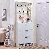 Living room hanger against the wall ultra-thin shoe cabinet hanger integrated solid wood entry door rack multi-function