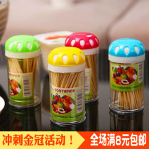 Full 9 9 yuan natural bamboo stick 100 sets of disposable double head toothpicks environmental protection transparent cylinder wholesale