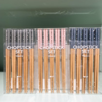 Love Home Preferred in Pot Point Geometric Carbonated Bamboo Chopsticks Natural Anti-bacterial Chopsticks 10 Double