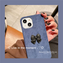 ins autumn winter plush three-dimensional bow suitable for iphone12promax mobile phone case Apple 11 niche 12 advanced sense xs three packs xr female 8plus net red xsm