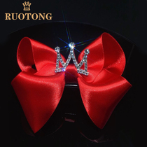 Korean Princess big bow Crown hairclip girl performance Big Red hairpin baby clip girl headgear