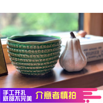 Export Nordic tail single artificial flower pot Foreign trade lone relief ice crack ceramic designer green flower planter