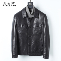 2020 new mens sheepskin motorcycle jacket slim short leather leather mens handsome bomber jacket trend