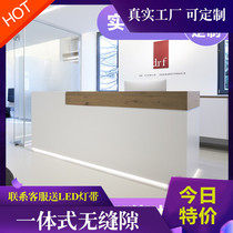 Company paint front desk upscale reception desk modern minimalist desk beauty salon cashier white light with bar