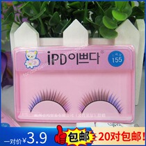 Genuine Korean kittens IPD fake eyelash with glue natural colorful blue short overzan 155#芭比彩妆