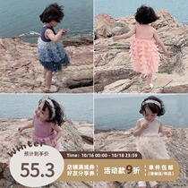 Baby girl dress puffy skirt summer mesh stitching cake dress Princess dress tutu skirt red skirt