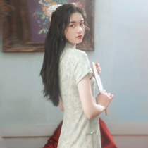 Improved cheongsam 2021 new female retro lace young elegant girl dress Daily temperament long